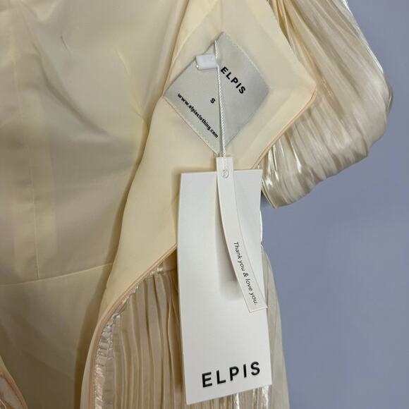 Elpis Pleated Vintage Inspired Off Shoulder Dress Ivory Gatsby Small New - Picture 13 of 13